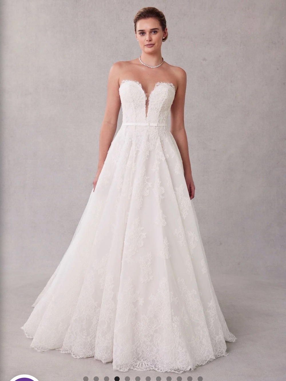 Mori Lee Strapless Sweetheart Lace Ball Gown in White
